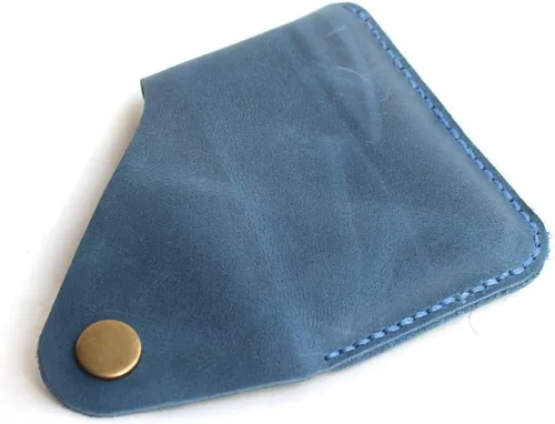 Vista 4 de Handmade Genuine Leather Card Holder with Snap Closure - Ultra Slim Minimalist Wallet, Hand-Stitched Compact Front Pocket Card Case for Men & Women