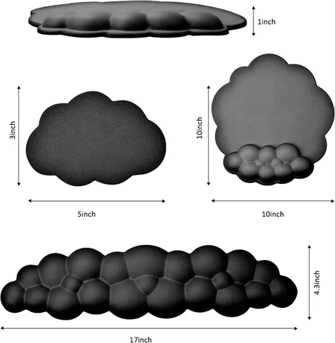 Vista 2 de Cloud - Almohadilla para reposamuñecas para teclado y mouse para computadora, alivio del dolor de brazos, alfombrilla de mouse ergonómica con base