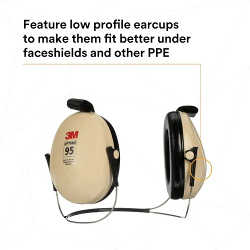 Vista 5 de 3M PELTOR Protección Auditiva Optime 95 Orejeras, Copas Ajustables, Compatible con E-A-Rfit, Acero Inoxidable