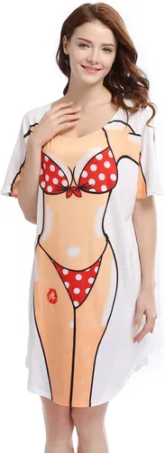 Vista 4 de Bellady Lady's Fun Wear - Camiseta con estampado de bikini rosa intenso