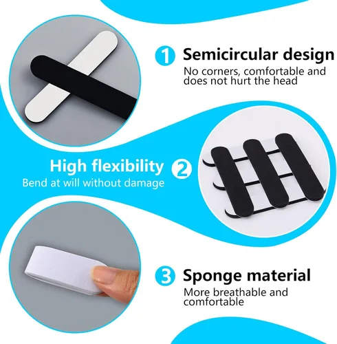 Vista 3 de Inserto reductor de tamaño de sombrero, espuma autoadhesiva ajustada para sombrero, reductor de tamaño de gorro, cinta ajustadora de ajuste de Negro