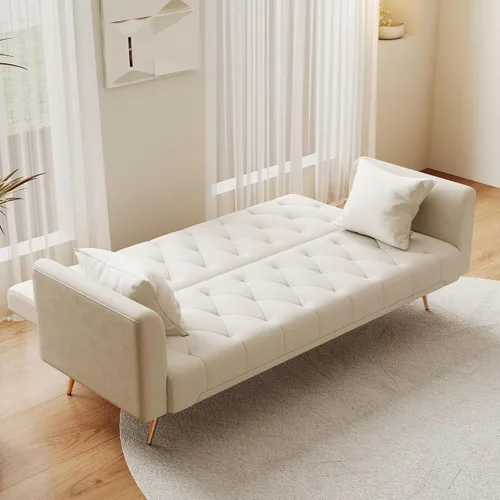 Vista 6 de Anwick Sofá cama moderno de terciopelo de 72 pulgadas, sofás plegables convertibles con 3 respaldos ajustables, asiento reclinable copetudo, patas