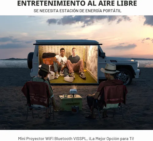 Vista 8 de Mini proyector con WiFi y Bluetooth, proyector VISSPL FHD 1080P, proyector portátil para exteriores con trípode, proyector de cine en casa para Negro