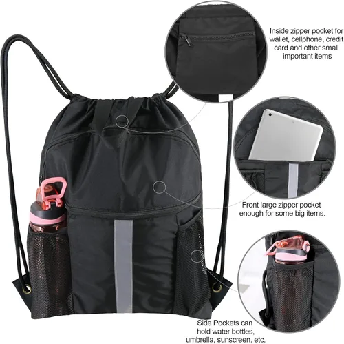 Vista 4 de BeeGreen Mochila con cordón y compartimento para zapatos, mochila unisex