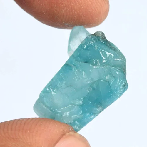 Vista 2 de Gema curativa de cristal de aguamarina natural, 16.00 Ct, piedra aguamarina azul cielo áspero certificada, Gema, Brasil - Aguamarina