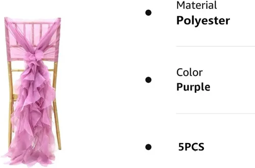 Vista 5 de Funda para silla de hilo de leche, fundas para respaldo de silla de tul para despedida de soltera, boda, decoración de baby shower, fundas largas