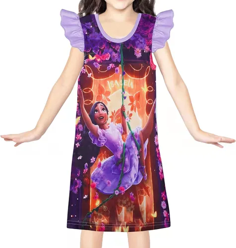 Vista 2 de Tonmild Princess Dress for Little Girls Magic Girls Ruffle Sleeve Dresses 3-9Y Kids Home Wear