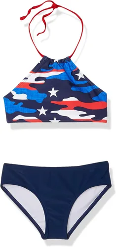 Vista 24 de Kanu Surf Mahina bikini halter de 2 piezas para niñas, traje de baño para playa mahina azul