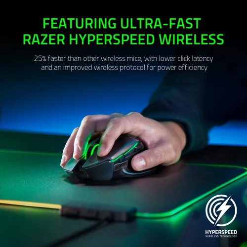 Vista 2 de Mouse gamer inalámbrico Razer Basilisk X HyperSpeed Compatible con Bluetooth e inalámbrico sensor óptico de 16 K DPI 6 botones programables batería