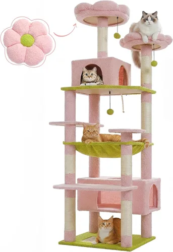 Vista 13 de PAWZ Road Árbol grande para gatos, torre para gatos de 72 pulgadas para gatos grandes, condominio para gatos con postes rascadores y almohadillas