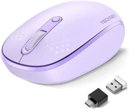 Vista 10 de TECKNET Ratón Inalámbrico Bluetooth (BT5.0/3.0 & 2.4G) Clic Silencioso Compacto y Portátil USB Óptico para Computadora, Ratón Bluetooth para Laptop