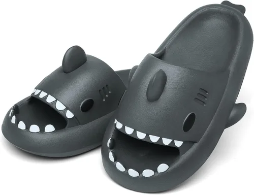 Vista 2 de Sandalias de tiburón para hombre y mujer, novedosas sandalias de verano con punta abierta, antideslizantes, para playa, piscina, ducha con suela