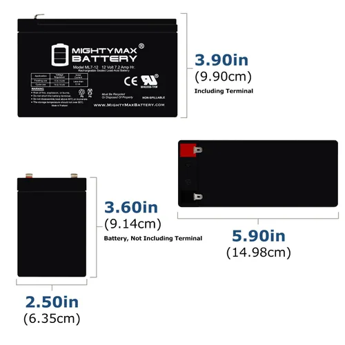 Vista 2 de Mighty Max Battery Batería de repuesto SLA de 12V 7Ah compatible con Sigmas SP12-7.5 - Paquete de 10