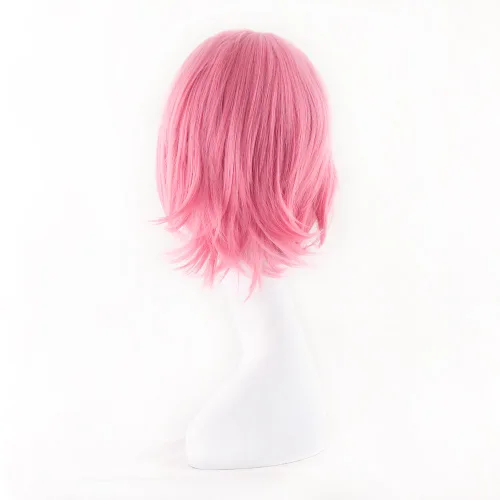 Vista 3 de MapofBeauty 12"30cm Moda Unisex corto recto peluca (rosa)