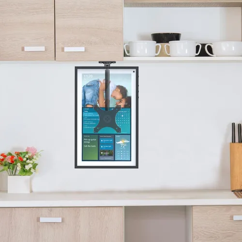 Vista 8 de Soporte para debajo del gabinete de cocina compatible con Echo Show 15, altura ajustable, soporte giratorio de inclinación giratoria, hacia adelante