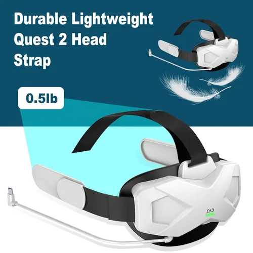 Vista 5 de Elite Strap with Battery for Quest 25000mAh Extend 3hrs PlaytimeFast Charging VR PowerAdjustable Head Strap for Enhanced Support and Comfort in VR