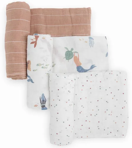Vista 19 de Little Unicorn Manta de muselina para recién nacidos y bebés, tela suave y transpirable, juego de 3 mantas de bebé para envolver, lactancia, regalos