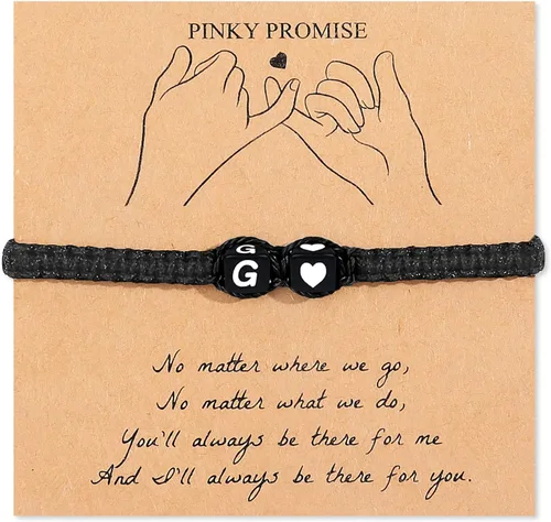 Vista 13 de Pulsera inicial para hombres y mujeres con letra, pulseras de dijes a juego para parejas, pulseras hechas a mano, regalo para novio y novia, regalo