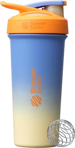 Vista 31 de BlenderBottle Strada Shaker Cup - Botella de agua aislada de acero inoxidable con batidor de alambre, 24 onzas, color negro