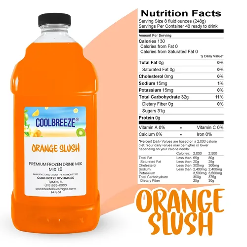 Vista 2 de Coolbreeze® Bebidas listas para usar jarabe de sabor a granizado congelado - Orange Slush - 1/2 gal