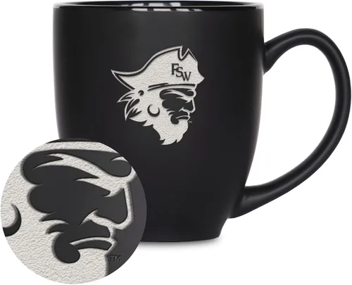 Vista 42 de Rico Industries - Taza de cerámica mate negra con grabado láser estándar de 15oz para NCAA (escuelas T & U) - Para bebidas calientes o frías