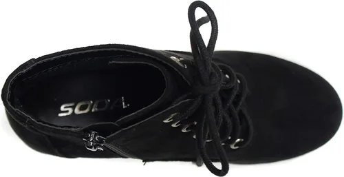 Vista 3 de Soda Botines de combate con suela de segunda lengüeta tacón grueso cordones con cremallera lateral