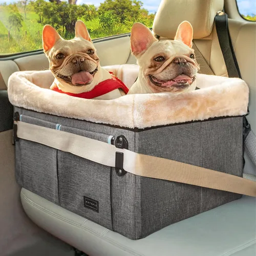 Vista 11 de Petsfit Asiento de automóvil para perros pequeños, asiento elevador de automóvil de viaje para mascotas con cinturón de seguridad, cojín lavable