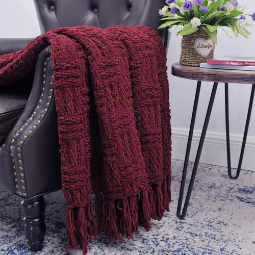 Vista 3 de BOON cobija para sillón de tejido Borgoña
