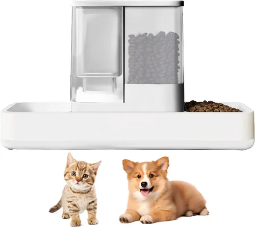 Vista 8 de GearRoot Alimentador automático para gatos y dispensador de agua, 2 en 1, dispensador de alimentos para mascotas por gravedad y dispensador de agua