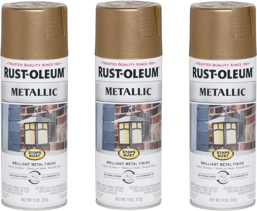 Vista 26 de Rust-Oleum 7274830 Pintura en aerosol metálica que detiene la oxidación, 11 oz, latón antiguo
