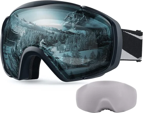 Vista 19 de OutdoorMaster - Gafas de esquí con cubierta, antivaho OTG para nieve/snowboard La cubierta integrada ayuda a proteger la lente, con ajuste OTG