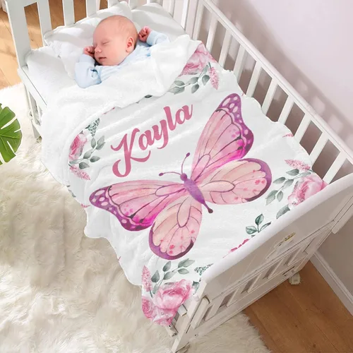 Vista 9 de Manta de mariposa personalizada con texto, manta de franela personalizada con nombre, para niños, perros y gatos, regalo de 30 x 40 pulgadas, XS