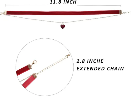 Vista 7 de haolry Gargantilla de corazón ajustable, collar clásico de terciopelo, gargantilla para mujeres y niñas