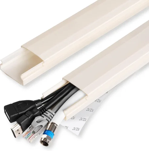 Vista 8 de Funda para cable de 62.8" para pared, cubierta de cable beige para pared, kit de cubierta de cable pintabla para pared, ocultadores de cable
