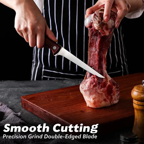Vista 2 de TAN REN Cuchillo deshuesador para cortar carne, cuchillo de corte de pechuga de 5 pulgadas con funda