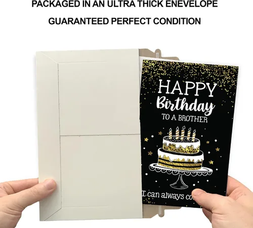 Vista 5 de Prime Greetings Brother - Tarjeta de cumpleaños hecha en Estados Unidos, ecológica, tarjeta gruesa con sobre de alta calidad de 5 x 7.75 pulgadas