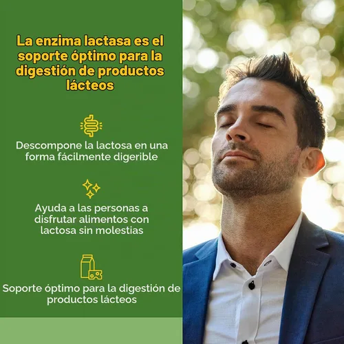 Vista 2 de Natural Factors Enzima lactasa 300 mg, soporte para la digestión láctea