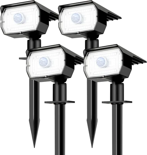 Vista 10 de nipify 1 paquete de luces solares para exteriores, impermeables, con sensor de movimiento, luces de punto con 3 modos, luces solares 2 en 1