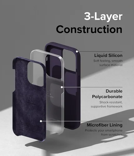 Vista 3 de Ringke Funda de silicona compatible con iPhone 14 Pro de 6.1 pulgadas, color morado oscuro