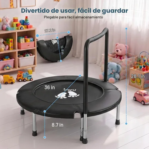 Vista 7 de RAVS 36" Toddler Trampoline, Foldable Indoor Kids Trampoline with Handle