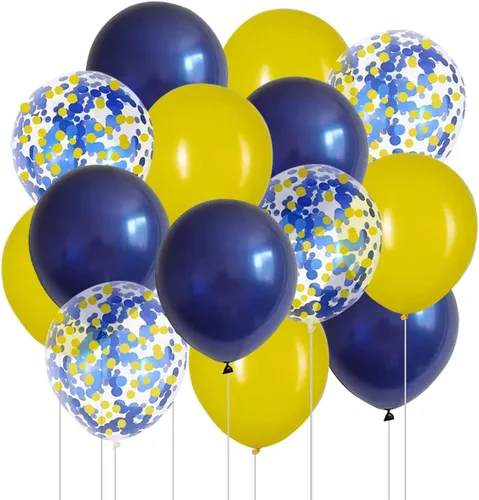 Vista 7 de Globos de helio de látex negro y dorado de 12 pulgadas, globo de confeti negro y dorado para decoración de fiestas, paquete de 50