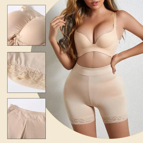 Vista 4 de Women Bigger Butt Enhancer Butt Lifter Padded Lace Shapewear Control Panties Seamless Thicker Fake Buttock Underwear Beige