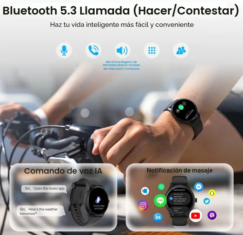 Vista 2 de DIVElink Reloj inteligente, reloj inteligente HD para hombres y mujeres (respuesta/hacer llamadas), reloj de fitness con más de 100 modos