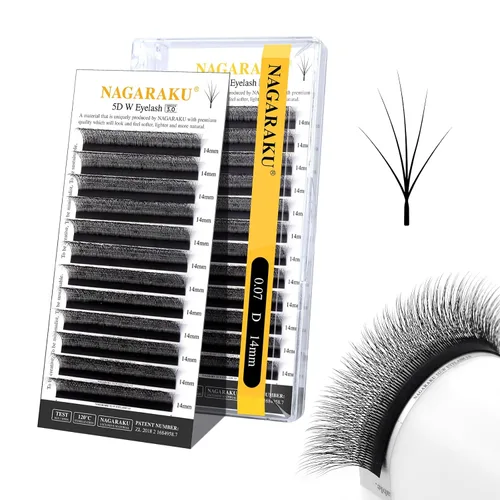 Vista 343 de NAGARAKU Extensiones de pestañas prefabricadas en abanico 3D W 0.05 C 0.315 0.05-C 3D W