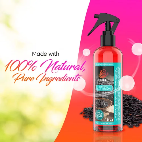 Vista 5 de Uhuru Naturals Agua de arroz negro fermentada: contiene ingredientes totalmente naturales desenreda y suaviza el cabello promueve el brillo, ayuda a