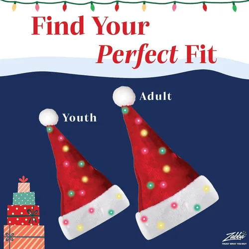 Vista 8 de Winks Novelty - Divertido sombrero de Papá Noel con 20 luces LED que cambian de color, de felpa suave, para adultos y niños, Novedad