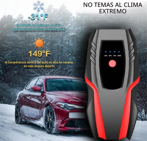 Vista 5 de Paquete de arranque automático de 12 V con compresor de aire, corriente máxima 2000a, cargador de batería de litio para automóvil, bomba de aire