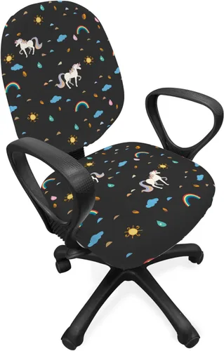 Vista 67 de Lunarable Funda para silla de oficina tribal, diseño azteca, nativo americano, geométrico, simbolismo étnico con espirales de triángulos, elástico