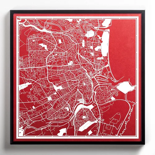 Vista 4 de O3 Design Studio Aberdeen - Mapa de papel cortado en papel blanco de 12 x 12 pulgadas