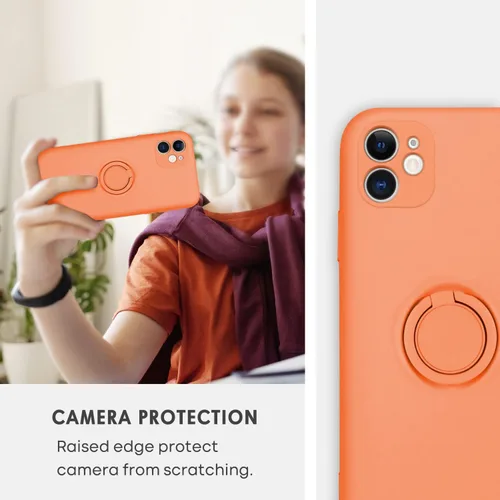 Vista 4 de Funda para iPhone 11, funda para iPhone 11, funda protectora de silicona delgada con soporte de anillo de goma suave, híbrida, a prueba de golpes